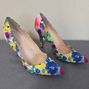 EUC Guess Size 8 Floral Pointed Toe High Heel Stiletto Pumps